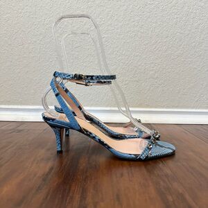NWOB J. CREW Strappy Heeled Sandals in Snake-Embossed Leather ITALY MADE